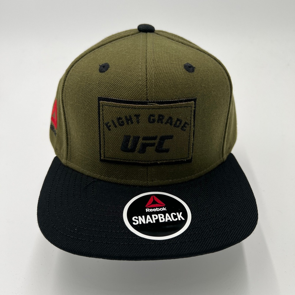 Reebok UFC Fight Grade Snapback Hat Olive Green Black Flat Brim Adjustable Cap